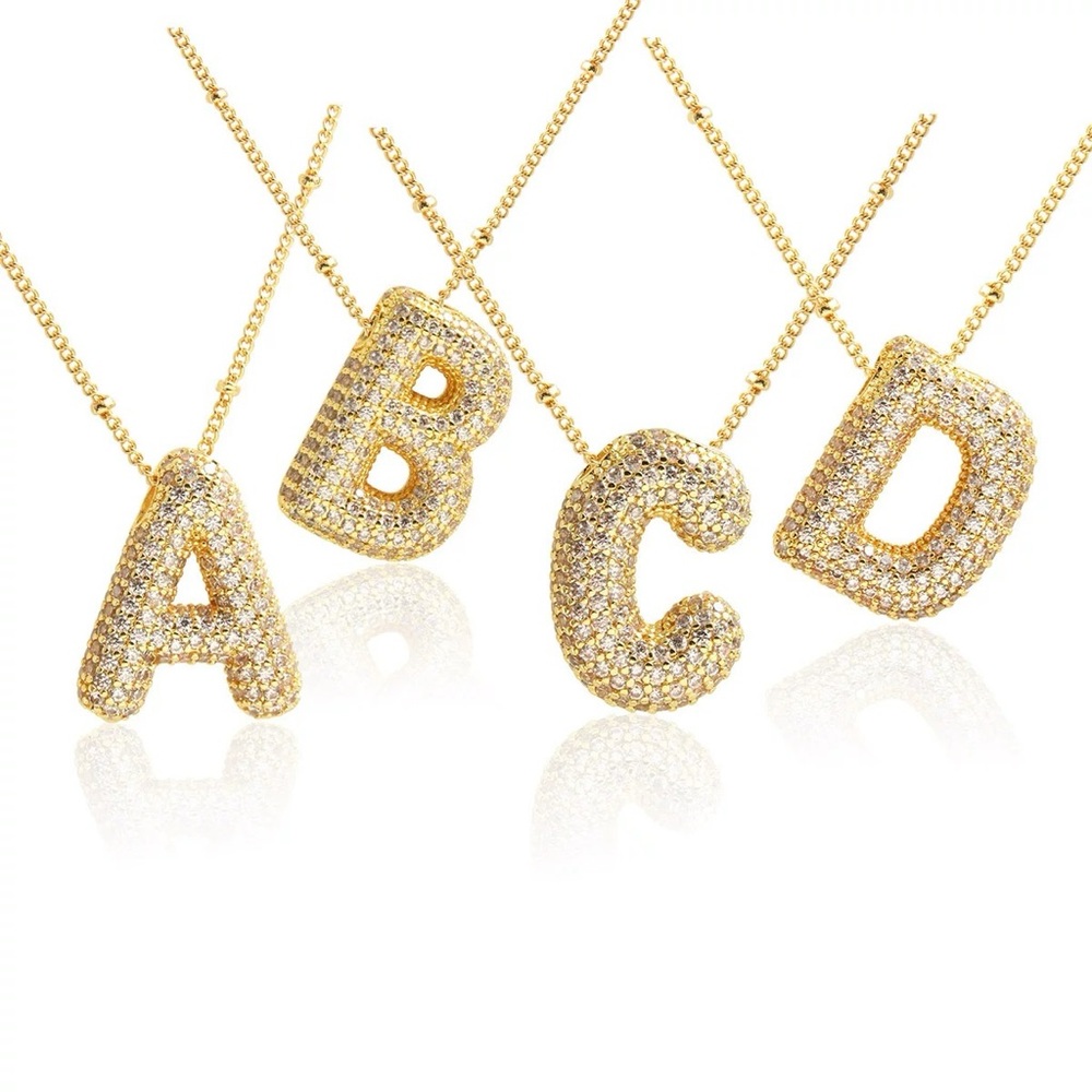 Sparkly Bubble Shape Gold Tone Initials Letters N… - image 4